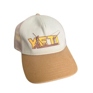 YETI Skiff Hat - Khaki Alpine Yellow Trucker hat made with poly/cotton